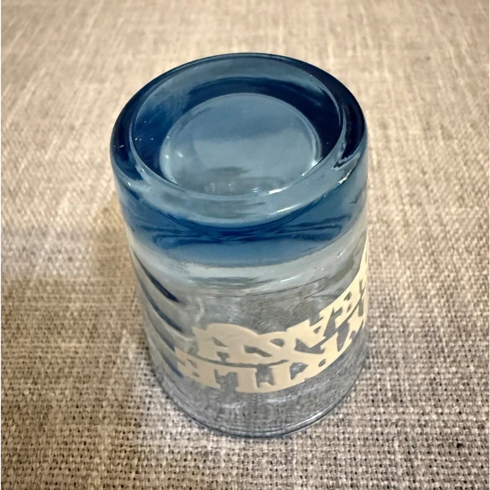 🌴 Myrtle Beach Blue Glass Shot Glass | Palm Tree & Moon | 2.5” Tall